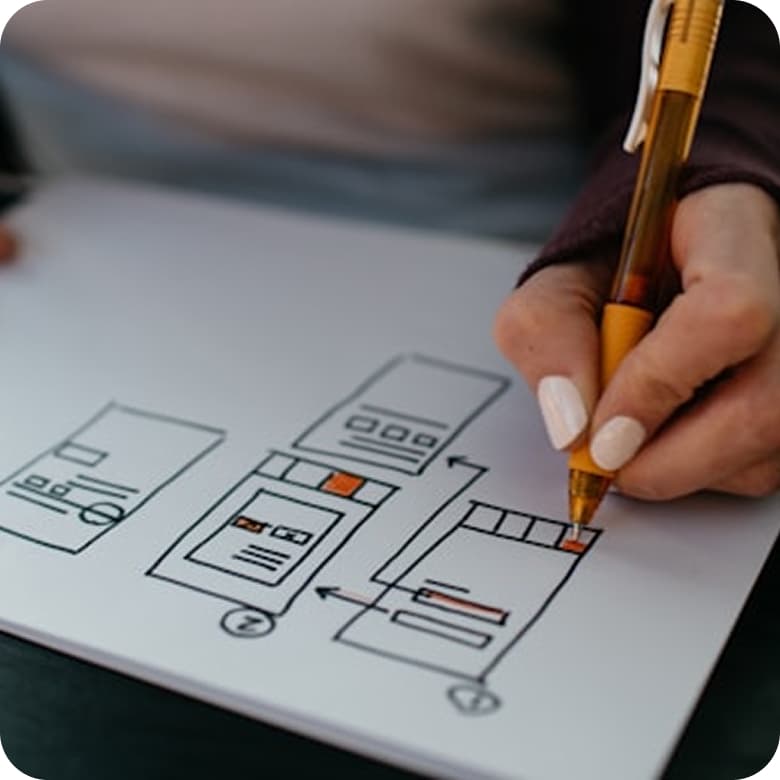 UX designer sketching wireframes for a product interface